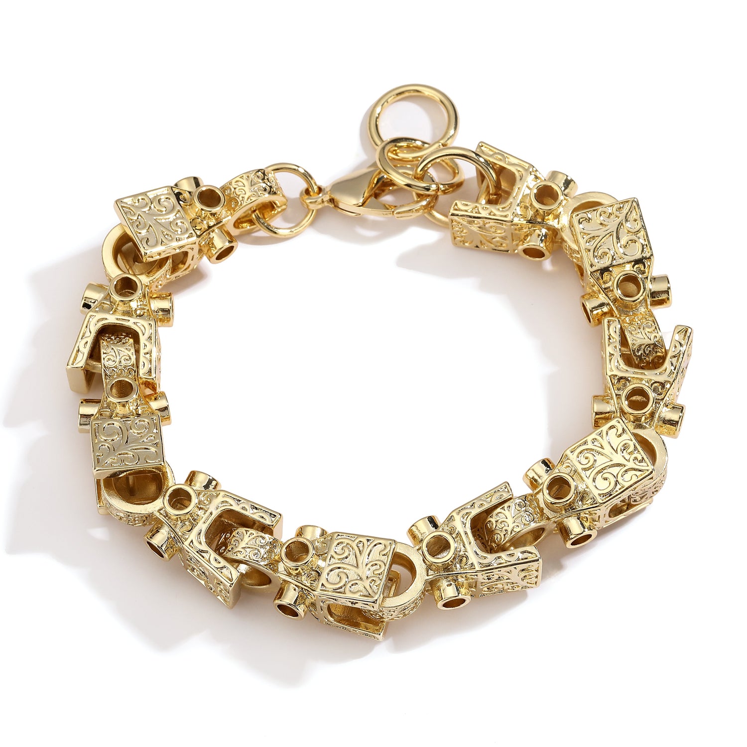 XL Gold 3D Block Bracelet