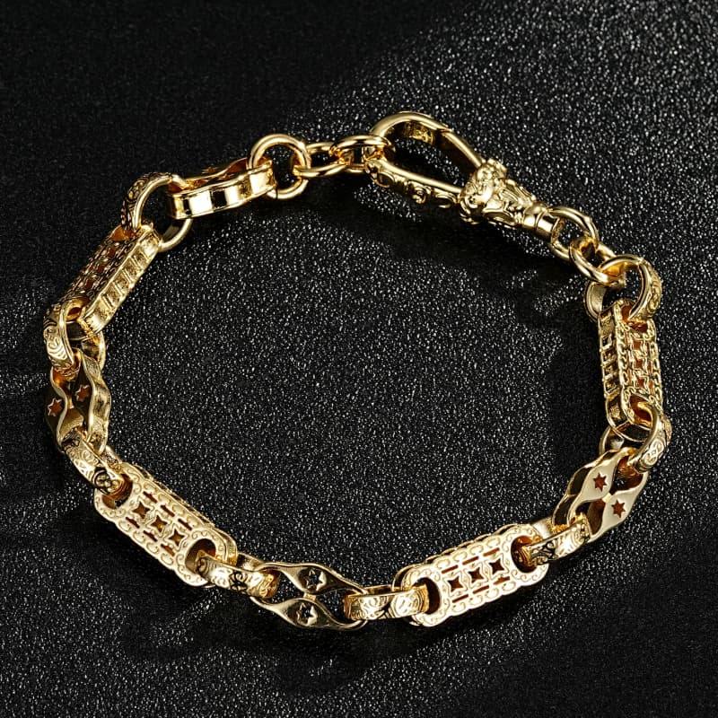 3D Gold Stars and Bars Bracelet with Albert Clasp