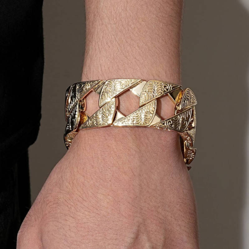 Amazon.com: Qiaonitu 15mm Heavy Men Women Watchband Link Chain Bracelets  Rings Set Hiphop 18K Gold Stainless Steel Watch Chain Strap Bracelet Bangle  Wrist Jewelry Set (Gold, Bracelet + 8# Ring): Clothing, Shoes