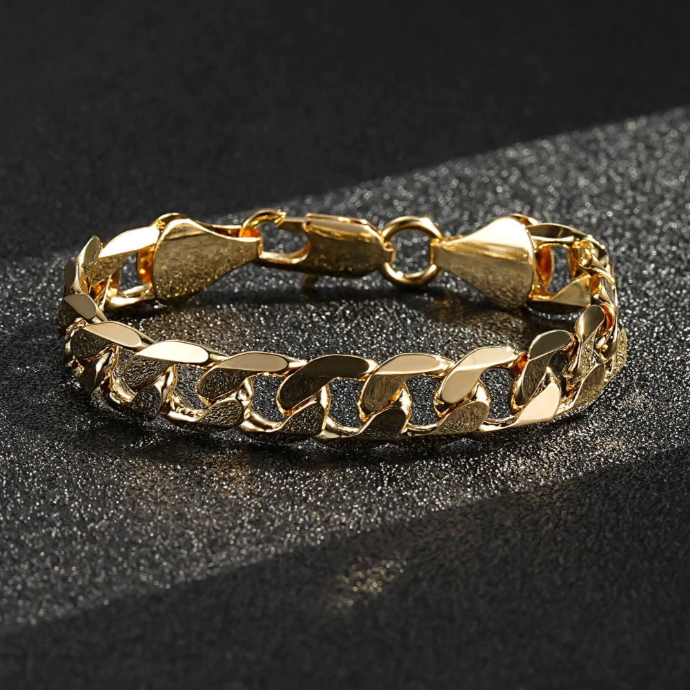 Luxury Gold 9mm Cuban Curb Chain and Bracelet Set (8 &amp; 24 Inches)