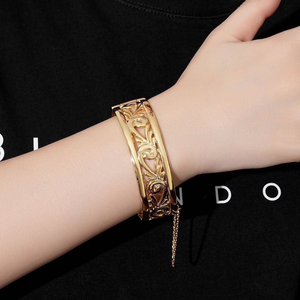 Gold filigree hot sale cuff bracelet