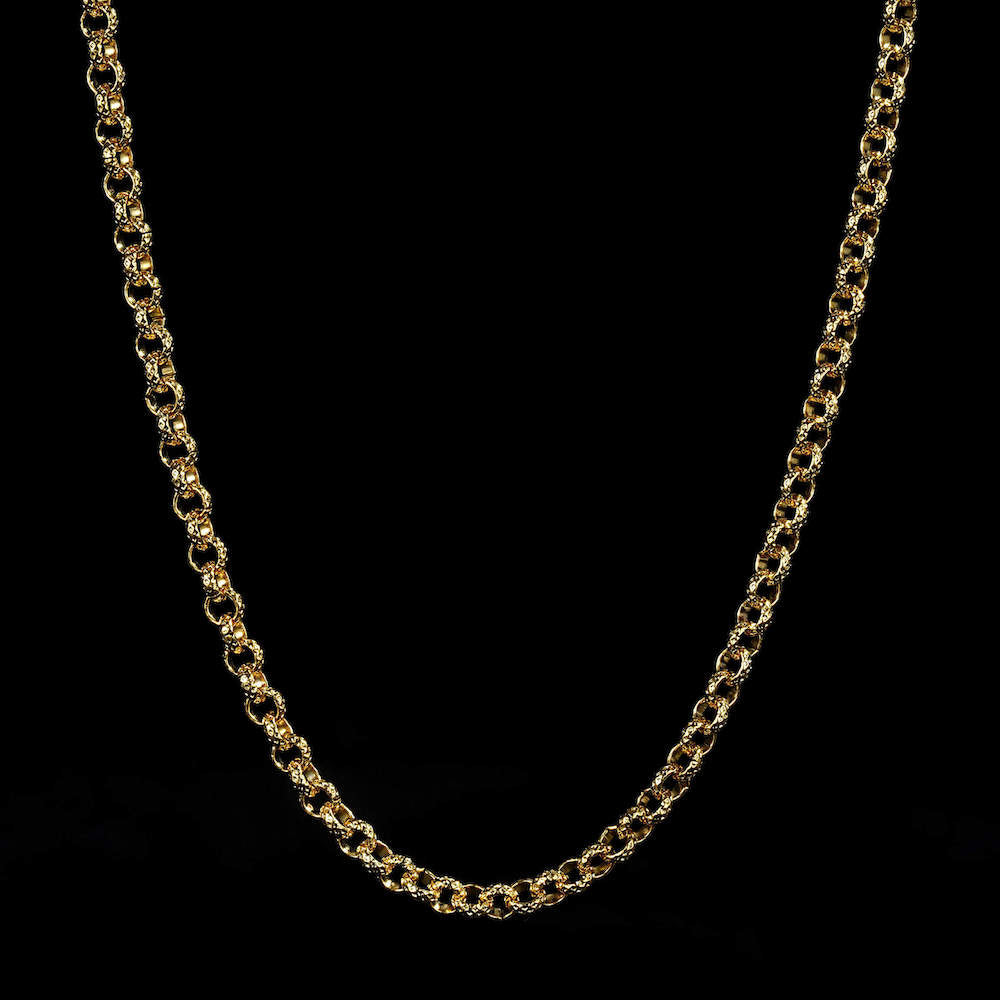 Luxury 4mm Gold Diamond Cut Pattern Belcher Chain