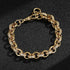 Gold Belcher bracelet with stones, 10mm wide, 8/9 inches long, 42 grams.