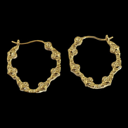 Premium Gold 30mm Claddagh Heart Hoop Earrings