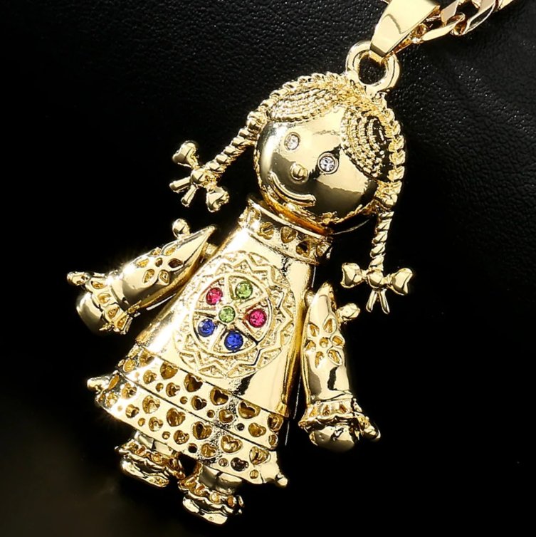 Buy 9CT Yellow Gold Multi-coloured CZ 14MM X 31MM 'moving Rag Doll' Pendant  Online in India - Etsy