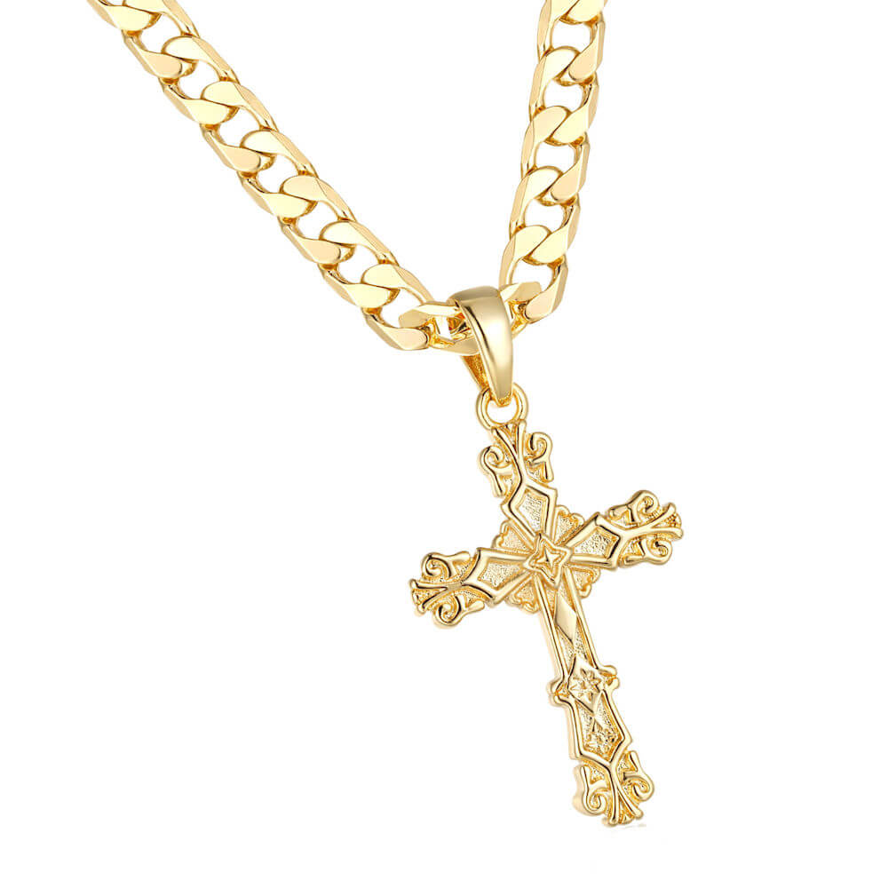 Heavy Gold Filigree Cross Pendant
