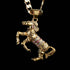 Side profile of the Cuban chain with gold horse pendant, emphasizing the 4mm thickness