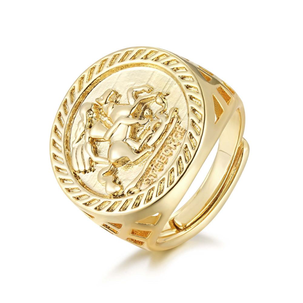 Premium Gold XXL Waterproof St George Adjustable Ring