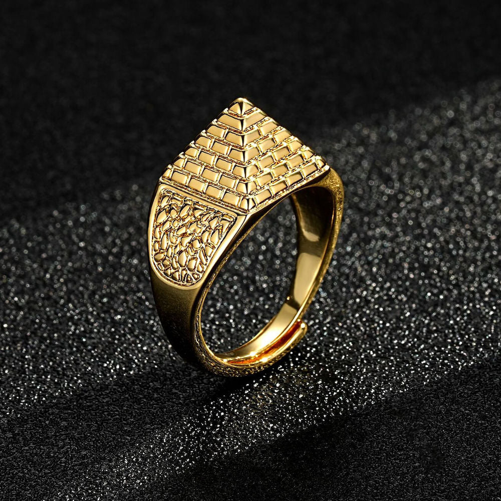 Gold Adjustable Pyramid Ring