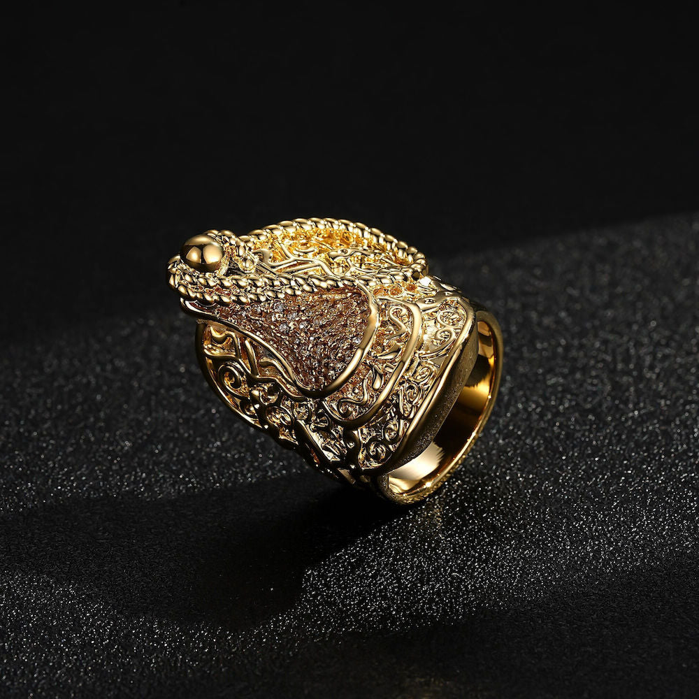 Premium Heavy Gold XXXL Saddle Ring With Sizes
