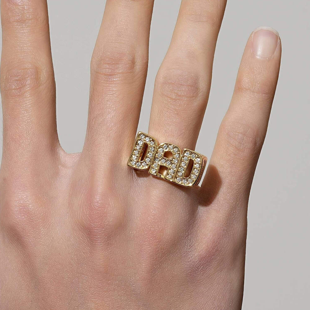 Dad ring with patterened band 3D model 3D printable | CGTrader