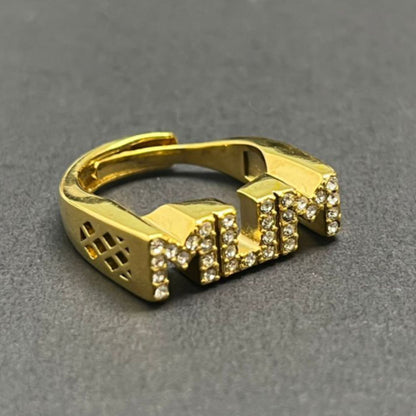 New Premium Gold Mum Adjustable Ring with Stones