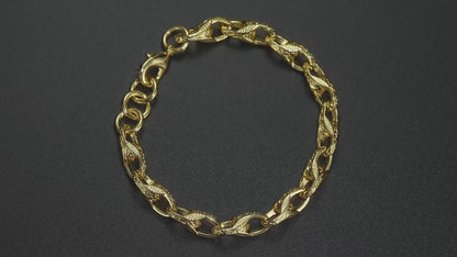 Luxury Gold 9mm 3D Patterned Tulip Bracelet 8-inch