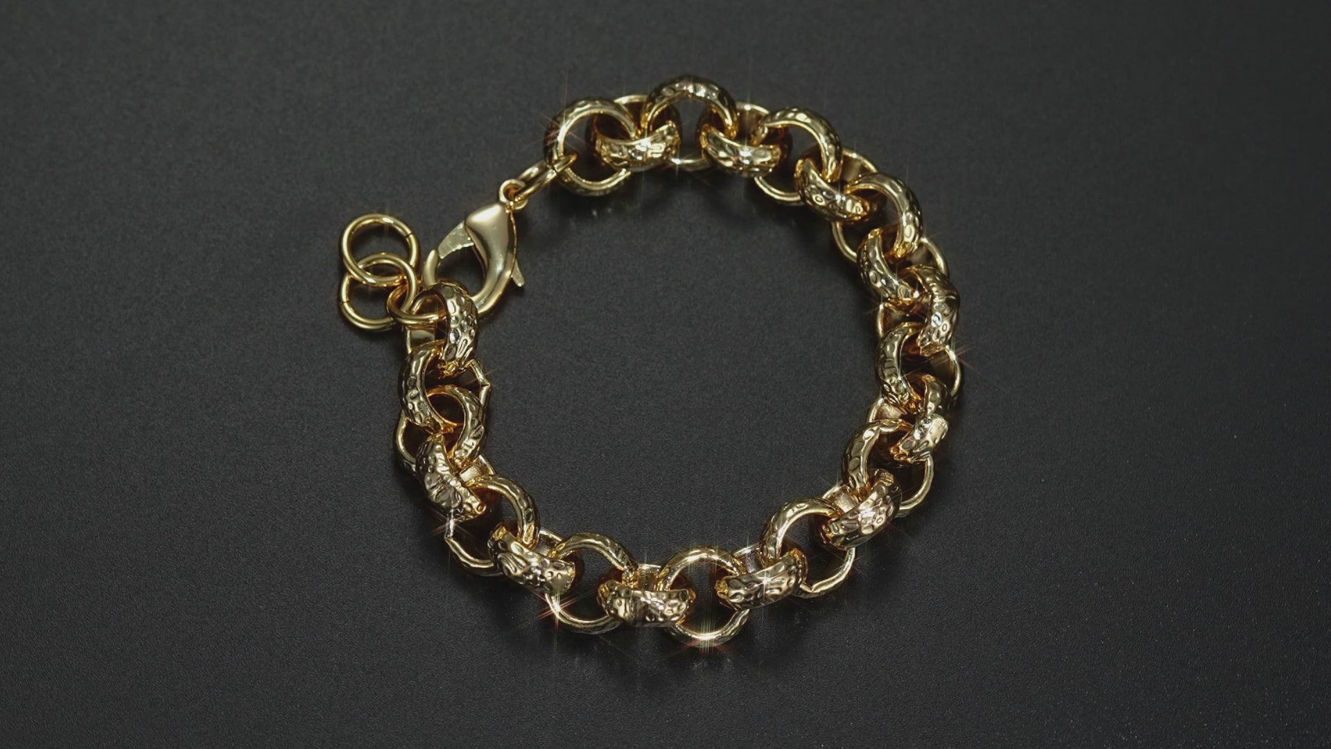 Luxury Gold 12mm Diamond Cut Pattern Belcher Chain and Bracelet Set (24 &amp; 8 Inches)