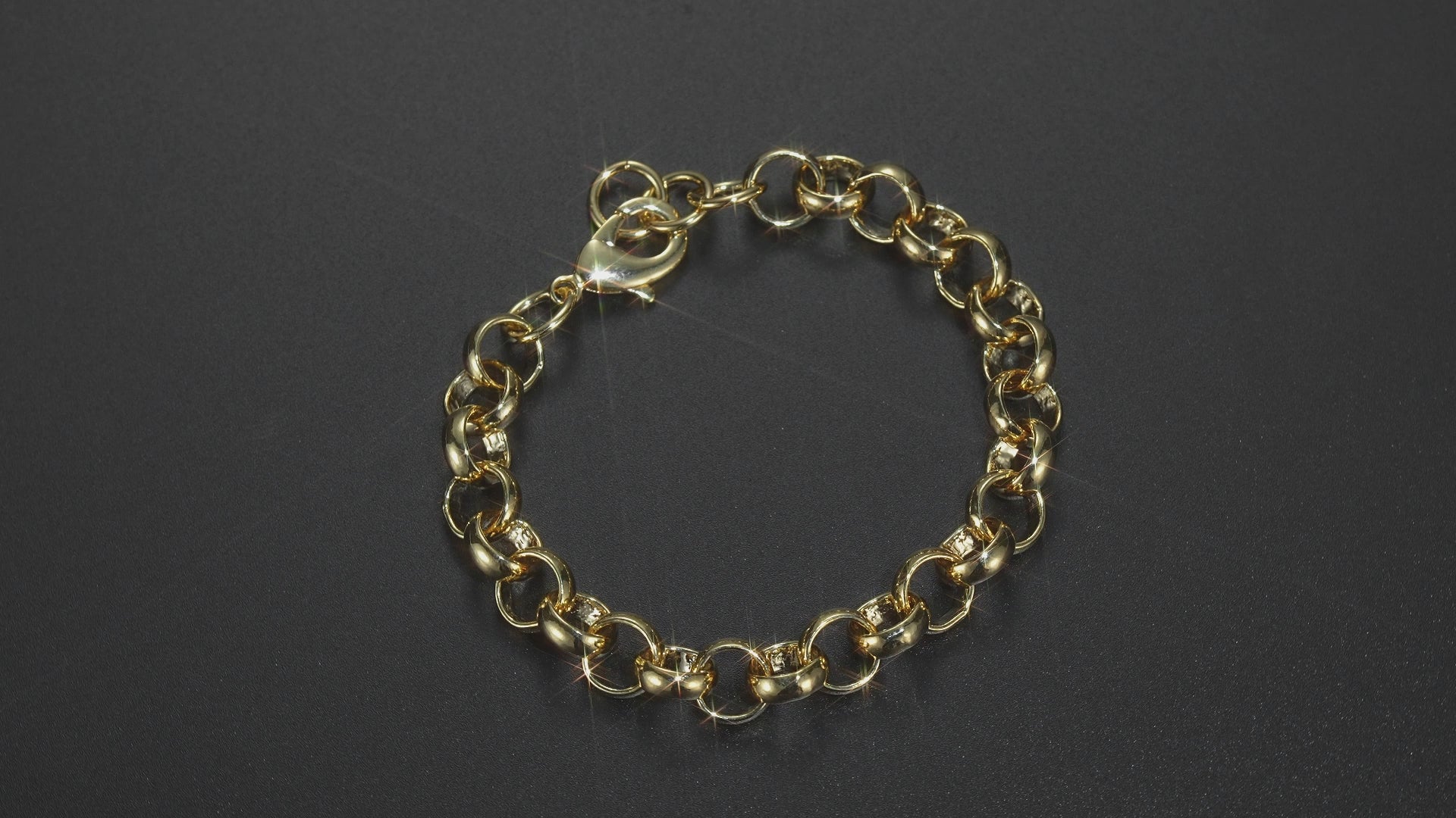 Classic gold Belcher bracelet, 10mm wide, 8 inches, 30 grams, real gold feel.