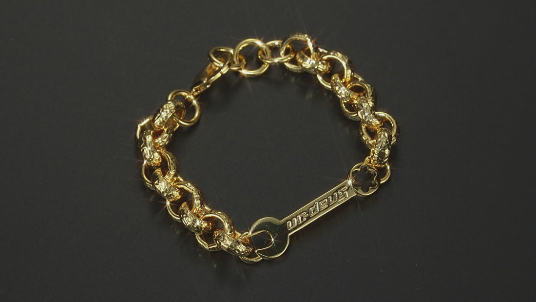 Gold 12mm Large Spanner Belcher Bracelet