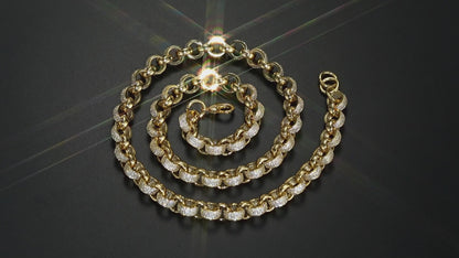 12mm Gold Alternate Belcher Chain with Stones