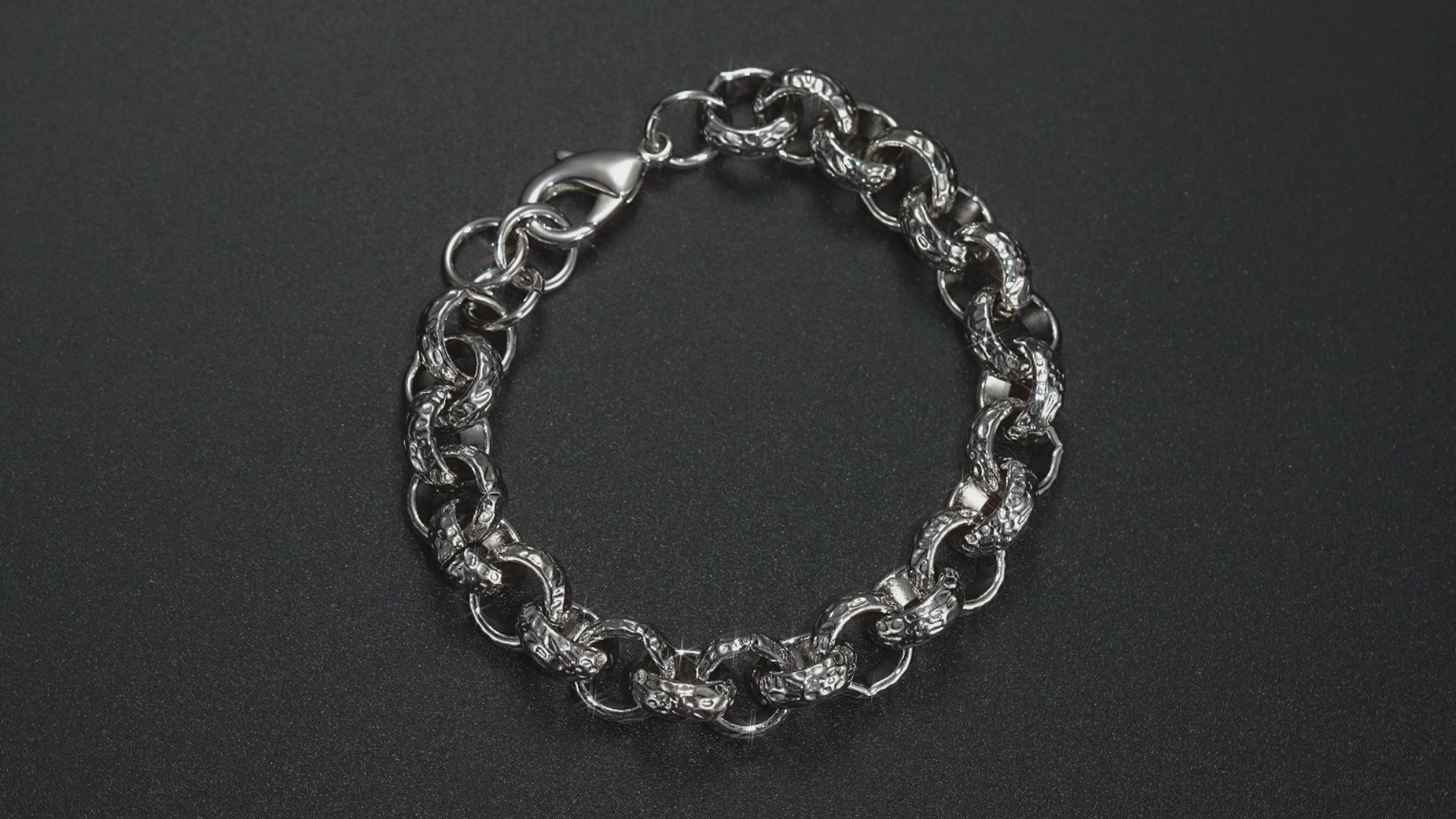 Luxury Silver 12mm Diamond Patterned Belcher Bracelet