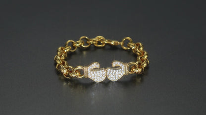Luxury Gold Boxing Glove Belcher Bracelet With Crystals
