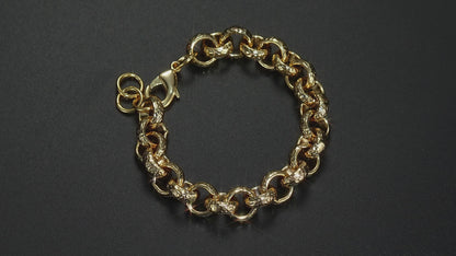 Lightweight gold-filled Belcher bracelet, 12mm width, 8 inches long, 51 grams.