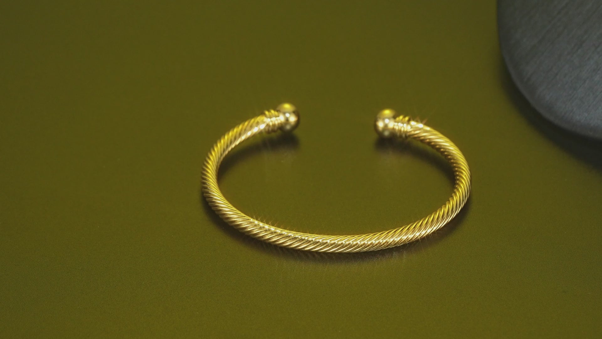 New 4mm Gold Twisted Torque Bangle Adjustable