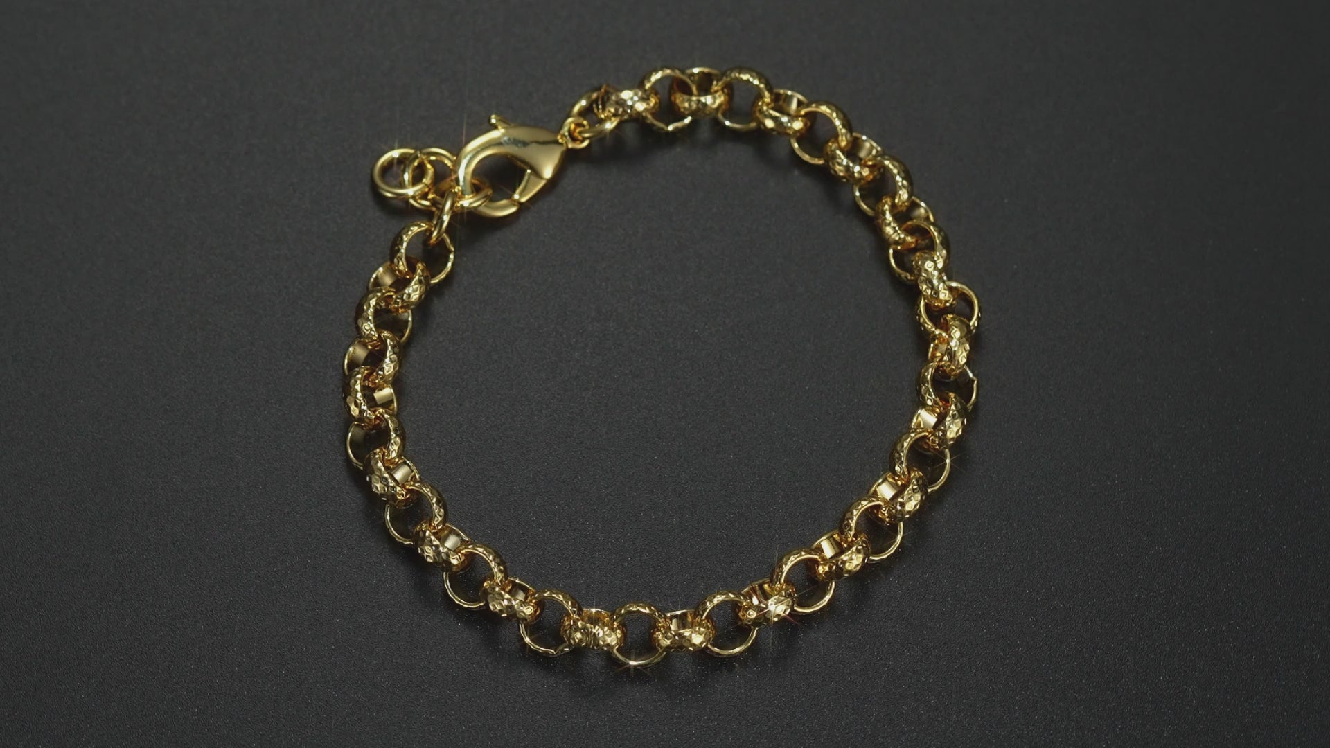Luxury Gold 8mm Diamond Cut Pattern Belcher Bracelet and Chain Set (24 &amp; 8 Inches)