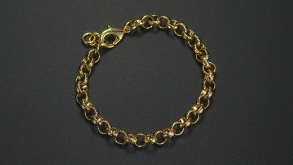 Luxury Gold 8mm Diamond Cut Pattern Belcher Bracelet and Chain Set (24 &amp; 8 Inches)