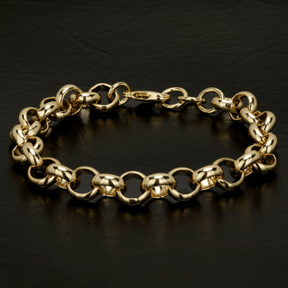 10mm Gold Classic Belcher Bracelet - 8 Inch