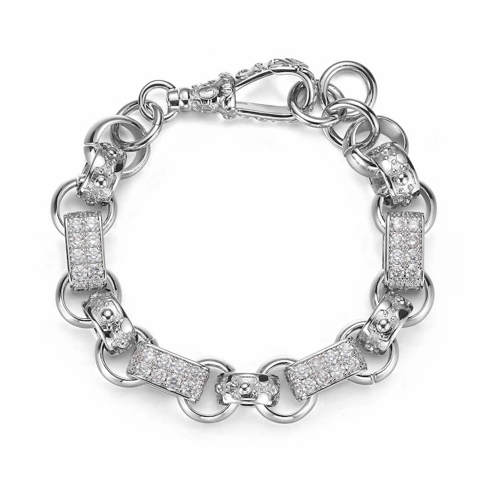 Silver XXL Gypsy Link Belcher Bracelet with Albert Clasp
