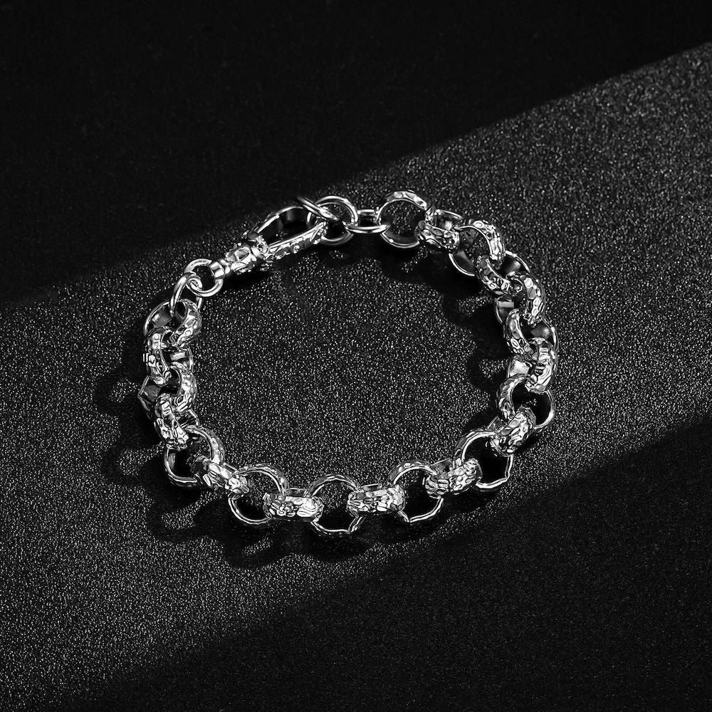 12mm wide big silver Belcher bracelet, 8 inches long, 44 grams, diamond pattern.