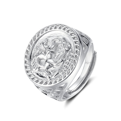 Silver St George Sovereign Ring Size T Adjustable - Factory Defect Sale