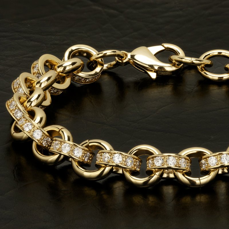 Diamond Belcher Bracelet 8mm - Gold