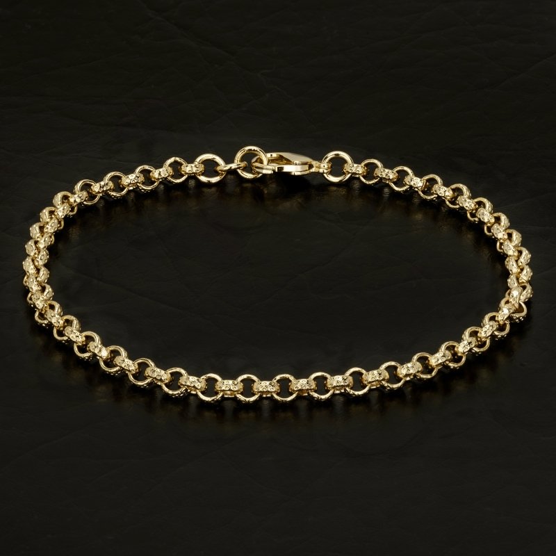Luxury Gold 4mm Diamond Cut Pattern Belcher Bracelet