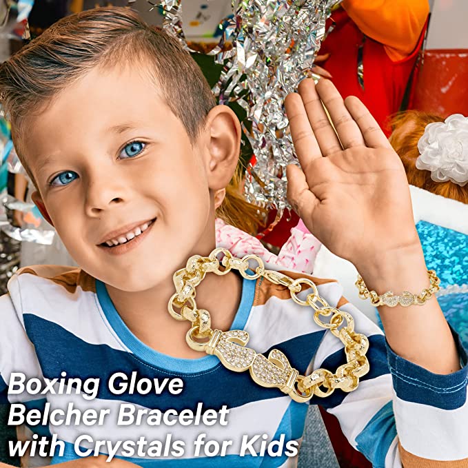 Luxury Kids 8 inch Boxing Glove Belcher Bracelet With Crystals