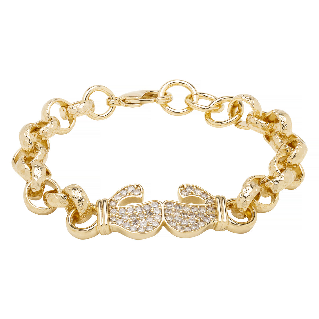 Luxury Gold Boxing Glove Belcher Bracelet With Crystals