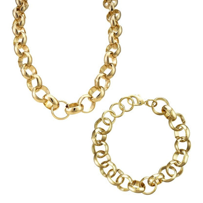 Luxury Gold 16mm XXL Classic Belcher Chain and Bracelet Set (24 &amp; 9 Inches)