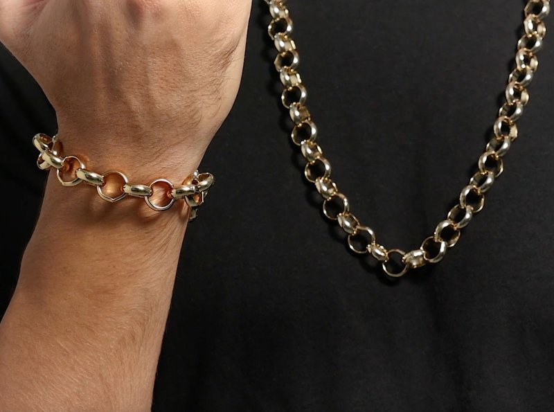 Luxury Gold 16mm XXL Classic Belcher Chain and Bracelet Set (24 &amp; 9 Inches)