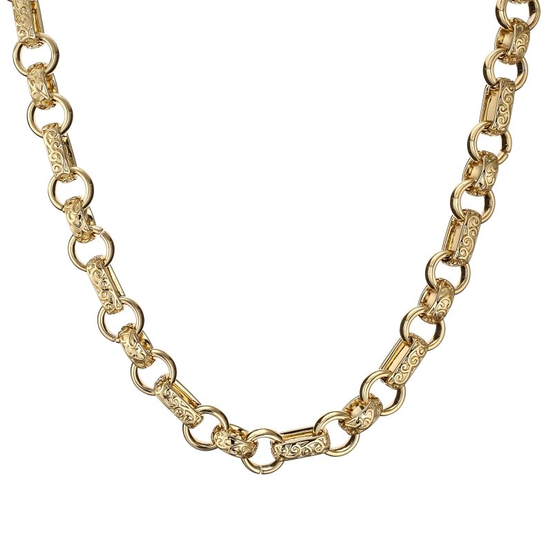 Luxury XXL 18mm Gold Ornate Gypsy Link Belcher Chain