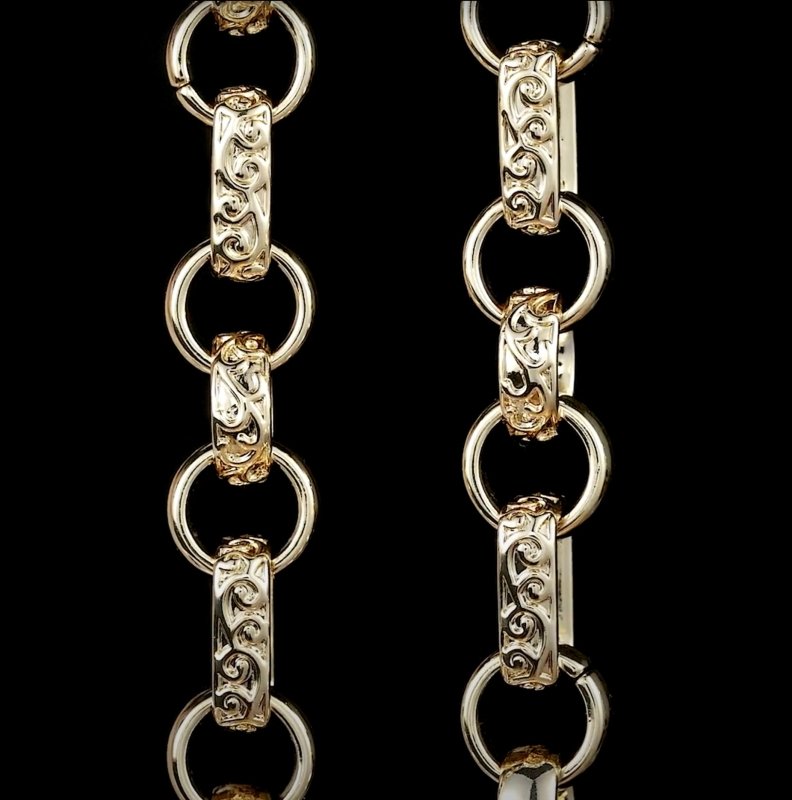 30 Inch Luxury XXL 18mm Gold Ornate Gypsy Link Belcher Chain
