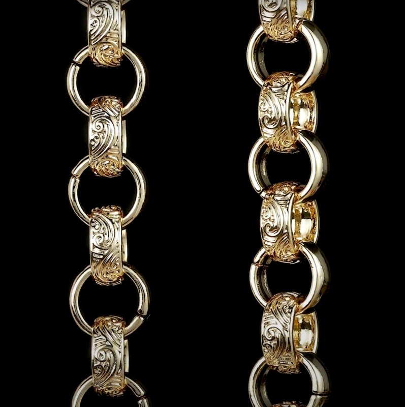 Luxury Gold 15mm Alternate Ornate Belcher Bracelet