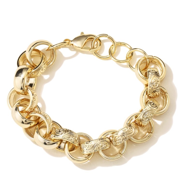 Luxury Gold 15mm Alternate Ornate Belcher Bracelet