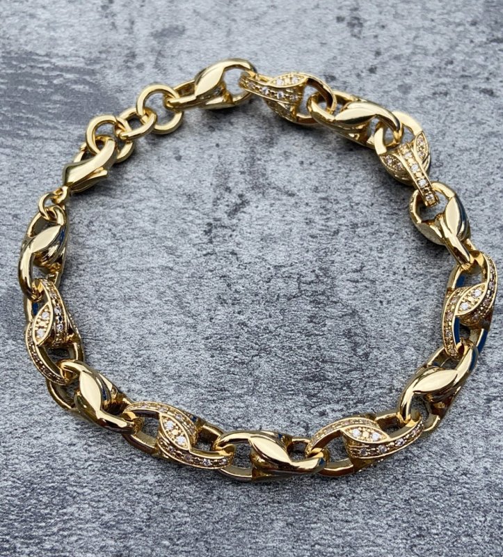 Luxury Gold 8.5 inch 3D Tulip Bracelet with Stones