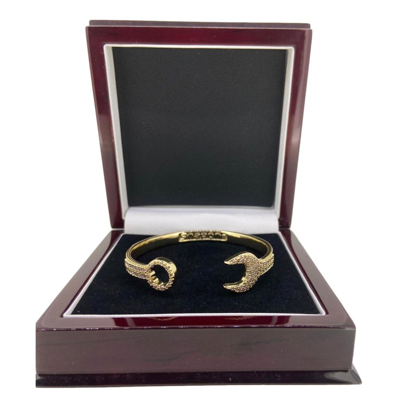 Luxury Gold Spanner Wrench Design Bangle / Bracelet with Stones