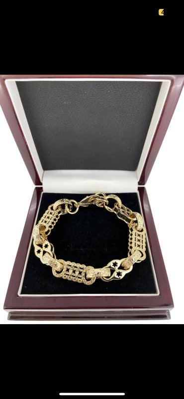 Luxury 3D Gold Stars and Bars Bracelet for Men