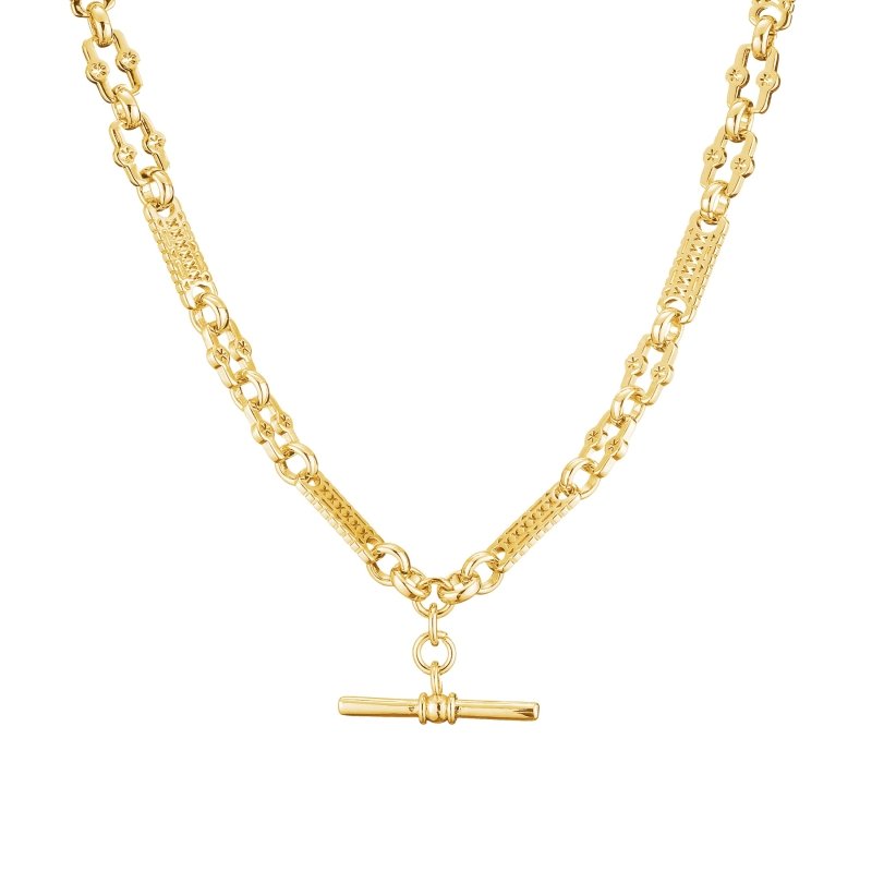 Luxury Gold Stars and Bars T-Bar Chain Necklace