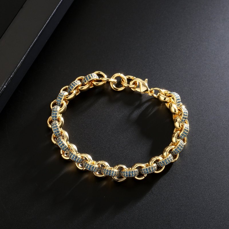 Premium Gold Blue Stone 8mm Kids Adjustable Belcher Bracelet