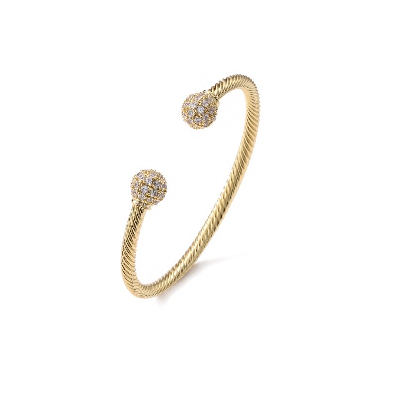 Luxury Gold Ball Torque Bangle / Bracelet with Stones