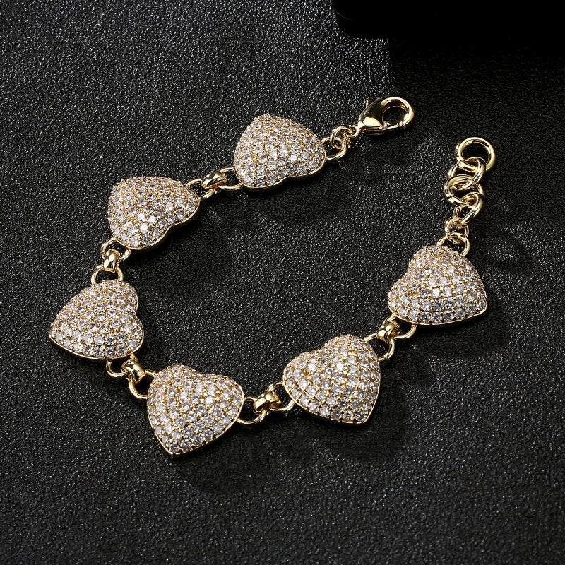 Chunky Crystal Heart Belcher Bracelet