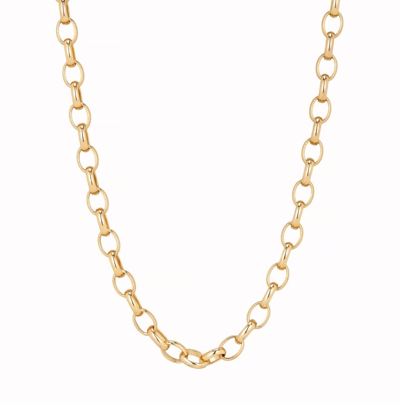 Luxury Gold 10mm Oval Belcher Chain with Lobster Claw Clasp