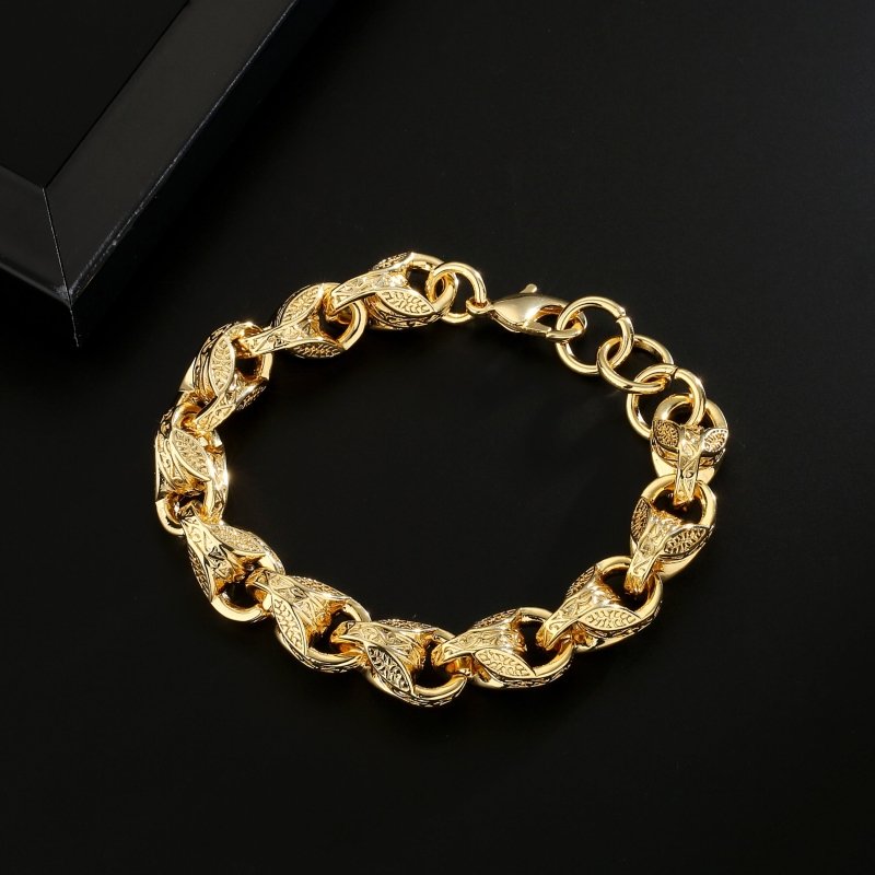 Luxury Gold 12mm 3D Tulip Bracelet With Lobster Claw Clasp